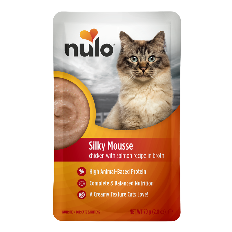 Silkemyk Mousse med kylling og laks oppskrift til katter